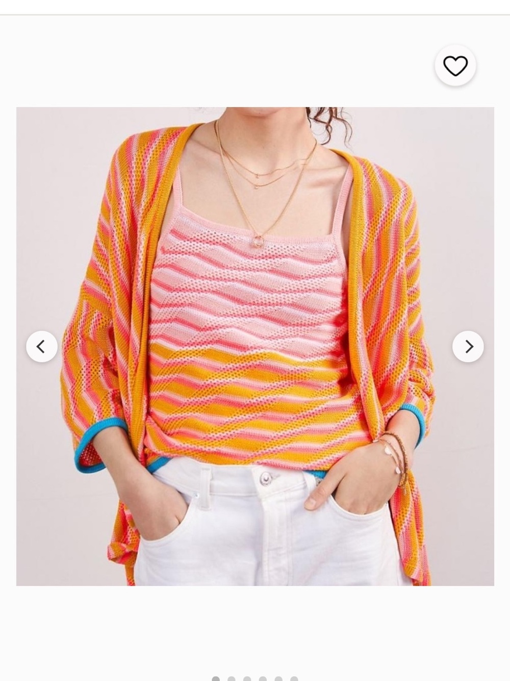 Maeve Pink, Yellow & Blue Striped  Cardigan Set. Adorable With Jeans.